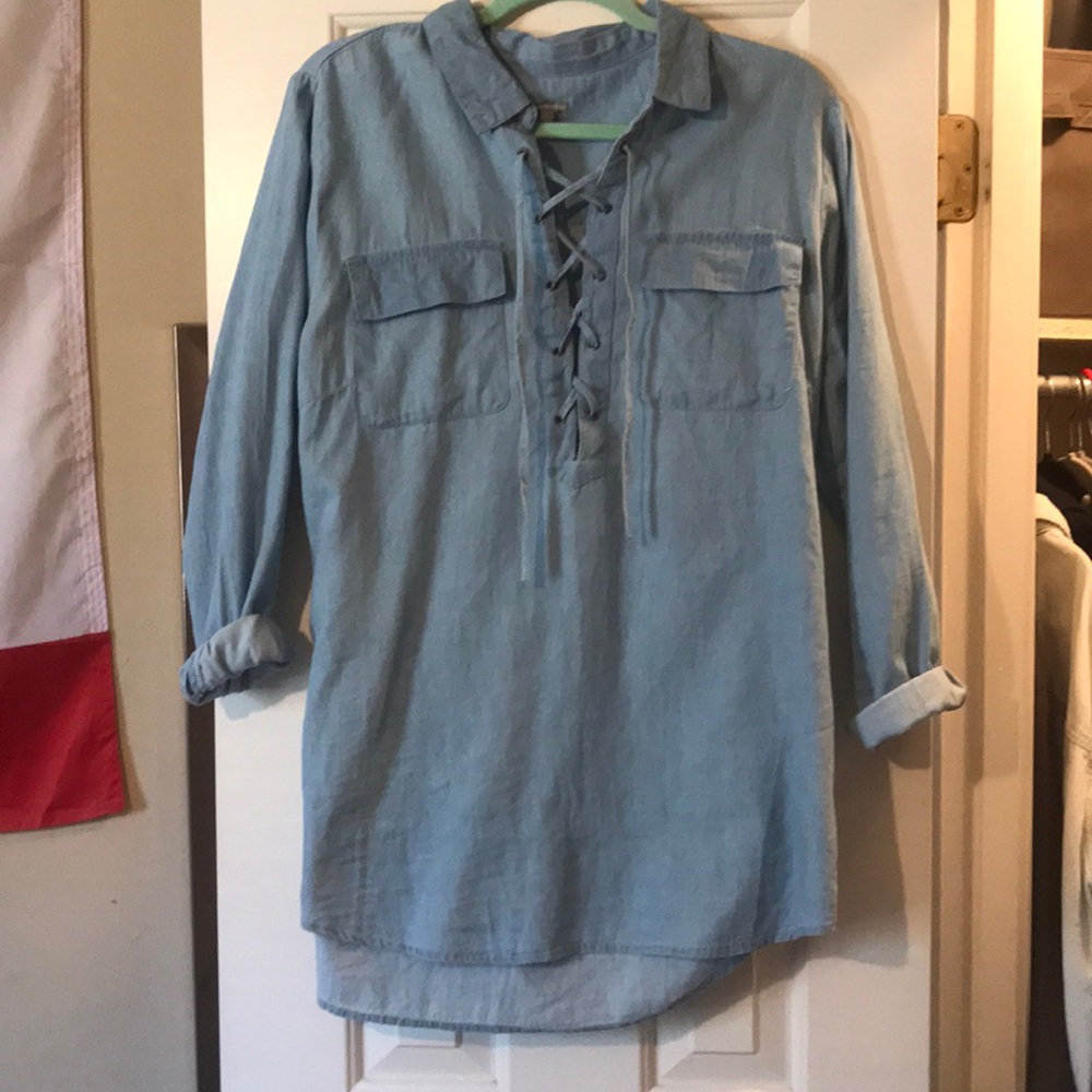 Chambray lace up tunic